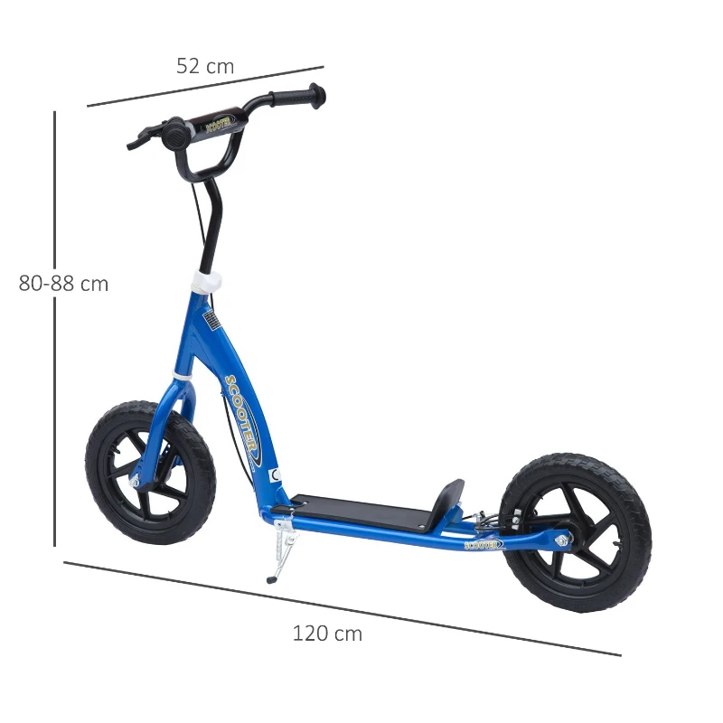 HOMCOM Kinderroller Scooter Tretroller Cityroller Kinder Roller Kickboard 12 Zoll Blau 120 x 52 x 80-88 cm