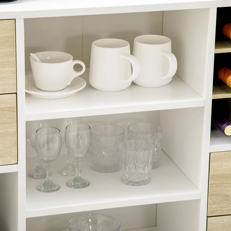 HOMCOM Buffet design scandinave 4 tiroirs 4 niches range bouteilles