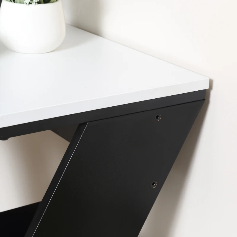 HOMCOM Study Desks with Storage, 120x60x75.5cm Laptop Workstation with 6 Open Shelves White and Black