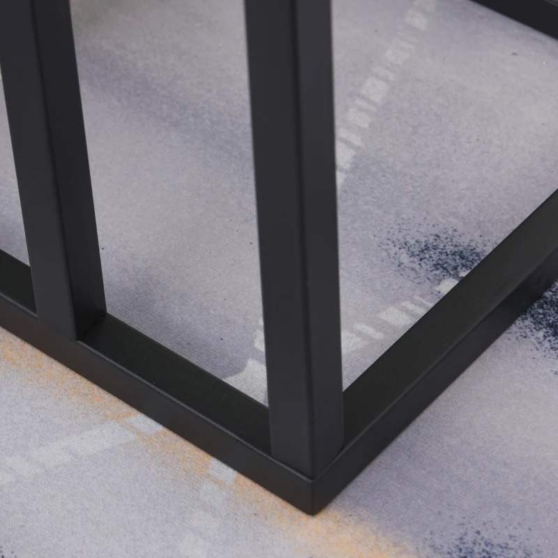 HOMCOM C Shape Bedside Table w/Metal Frame Marble-Effect Top Sofa Narrow Snack End Table for Living Room, Black