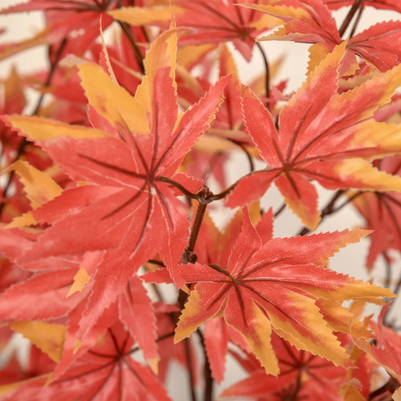 HOMCOM Artificial Realistic Red Maple Tree Faux Decorative Plant in Nursery Pot for Indoor Decor, 135cm