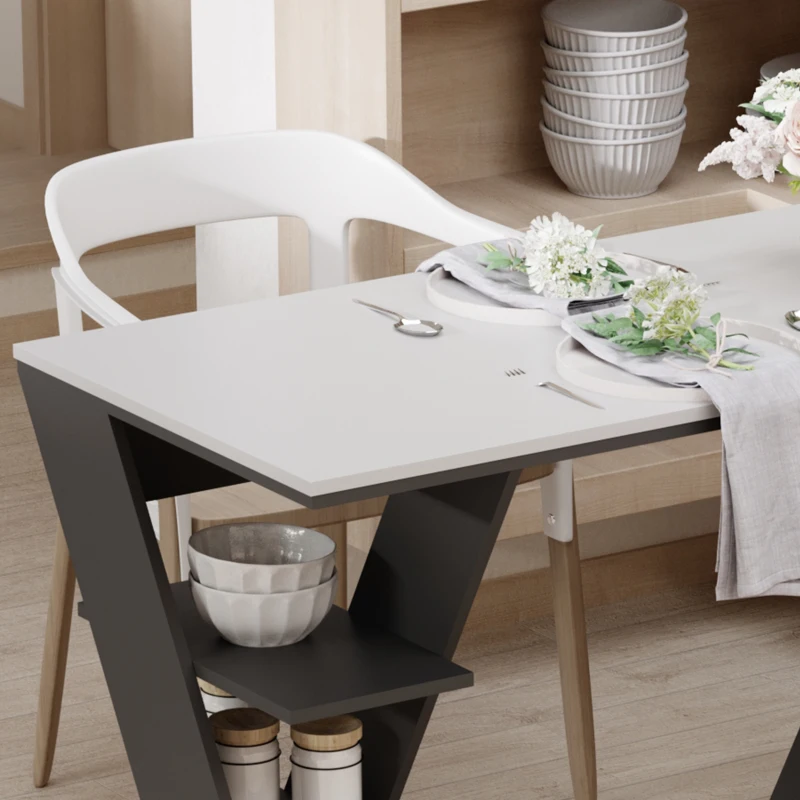 HOMCOM Study Desks with Storage, 120x60x75.5cm Laptop Workstation with 6 Open Shelves White and Black