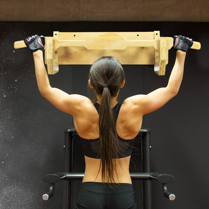 HOMCOM Barra de Elevação de Madeira Barra de Pull Up de Madeira Multi Funcional para Treino Fitness 100x44x25cm Madeira