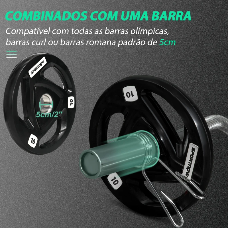 SPORTNOW Conjunto de 2 Discos de Pesos Olimpicos 10kg Ferro Fundido Placas de Peso com Orifício de 5cm Ø32x4cm Preto