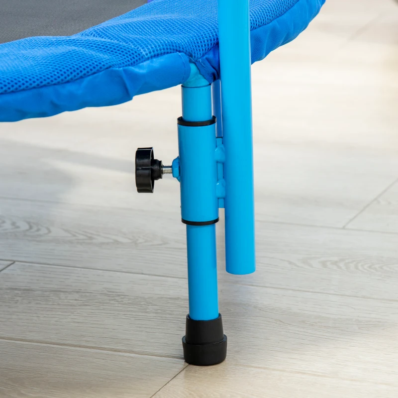 ZONEKIZ Trampolim Infantil 3 em 1 para Crianças de 1-6 Anos com Corrimão Amovível Mini Trampolim para Interior Ø96x74cm Azul