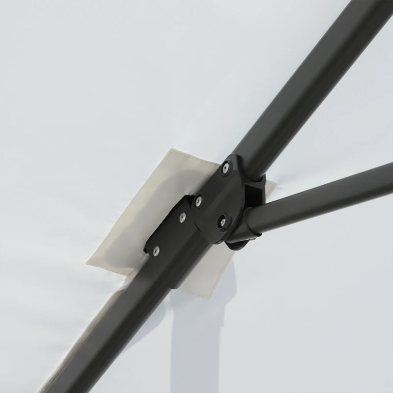 Outsunny Sombrilla de Aluminio Jardín 245x245x248 cm Parasol Excéntrico con Rotación 360° Inclinación de 5 Niveles con Manivela y Ventilación para Patio Terraza Beige