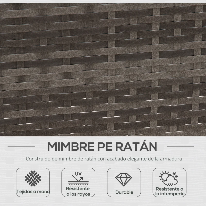 Outsunny Conjunto de Jardín de Ratán Sintético con Sofá Esquinero de 2 Módulos Reposapiés y Mesita de Cristal Gris y Azul