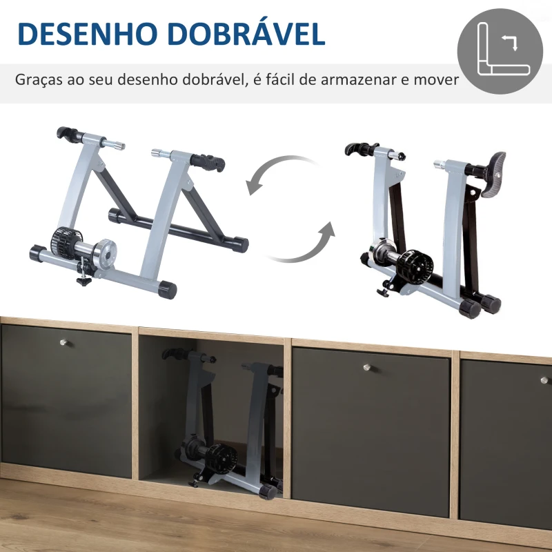 HOMCOM Rolo de Treinamento Magnético para Bicicleta Ciclotreinador Dobrável 54,4x 47,2,x39,1cm Prata e Preto