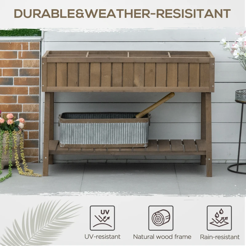 Outsunny Wooden Raised Garden Bed, Raised Planter Boxes, 8 Boxes 110L x 46W x 76Hcm Brown