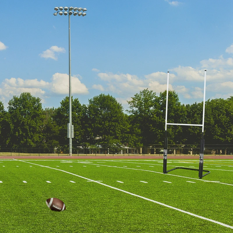 HOMCOM Poteaux de rugby - équipement de rugby - dim. 105L x 63I x 250H cm - châssis métal protections poteaux tissu Oxford garnissage mousse - blanc noir