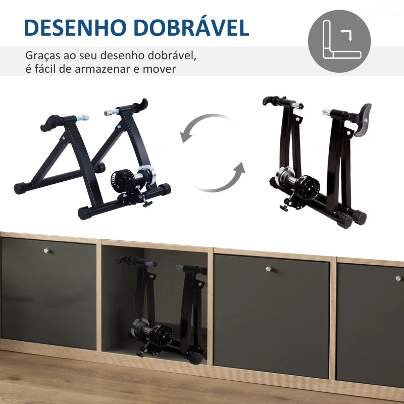 HOMCOM Rolo de Treinamento Magnético para Bicicleta Dobrável 54,4x 47,2x39,1 cm Preta