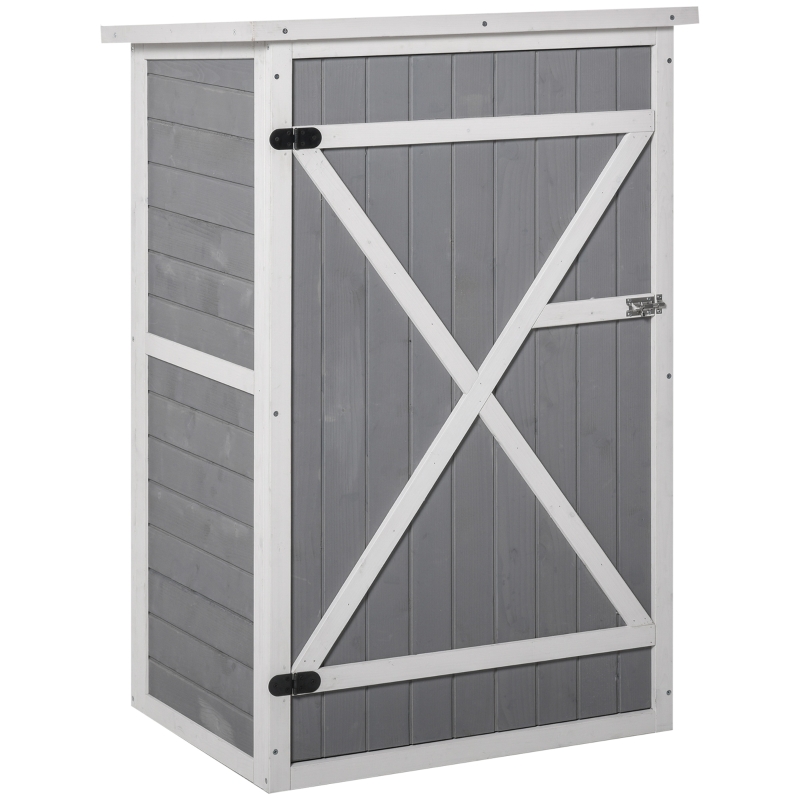 Outsunny Fir Wood Garden Shed Outdoor Tool Storage w/ 2 Shelves Latched Doors 115x75cm