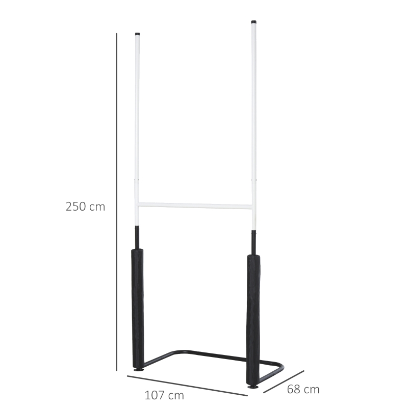 HOMCOM Poteaux de rugby - équipement de rugby - dim. 105L x 63I x 250H cm - châssis métal protections poteaux tissu Oxford garnissage mousse - blanc noir