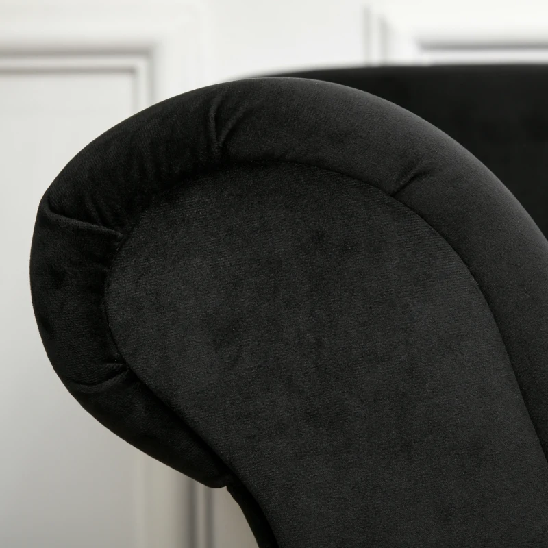 HOMCOM Velvet Upholstered Chaise Longue Sofa w/ Bolster Cushion Black