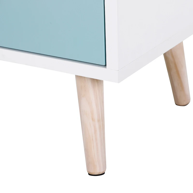 HOMCOM Kinderzimmer Schrank mit 3 Schubladen, Kinderschrank, Kommode, Aufbewahrung, Kiefernholz, MDF, Blau, 90 x 42 x 80 cm