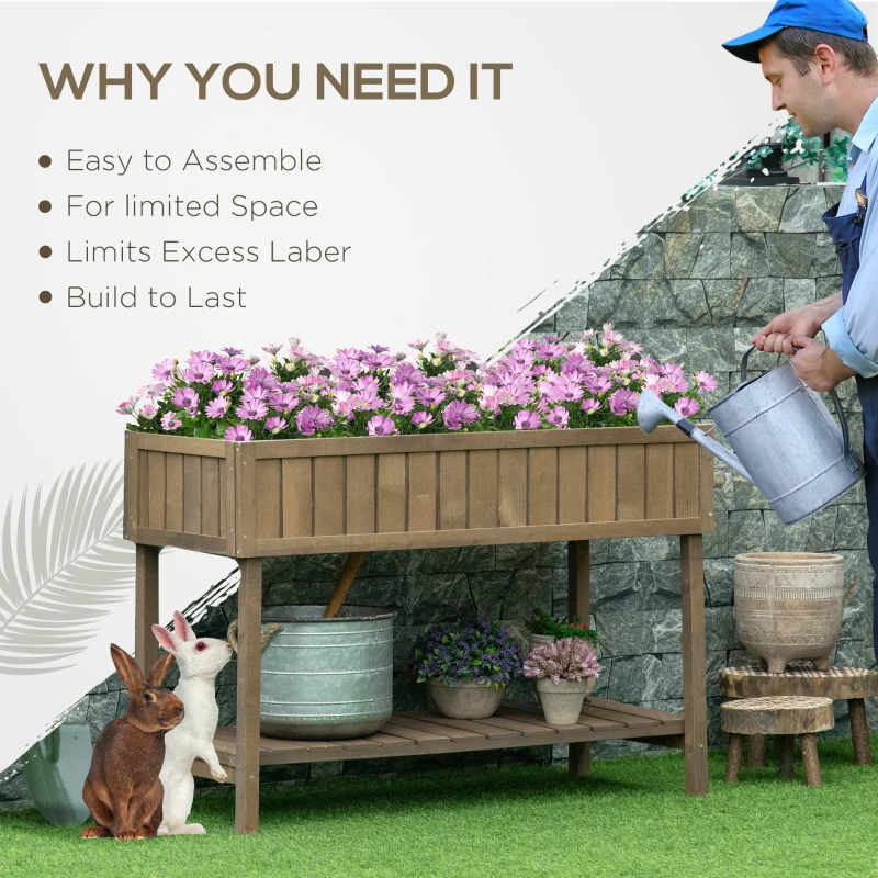 Outsunny Wooden Raised Garden Bed, Raised Planter Boxes, 8 Boxes 110L x 46W x 76Hcm Brown