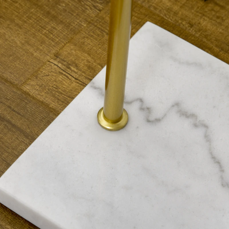 HOMCOM Appendiabiti da Ingresso, Camera da Letto e Soggiorno in Metallo e Marmo, 35x25x152 cm, Oro e Bianco