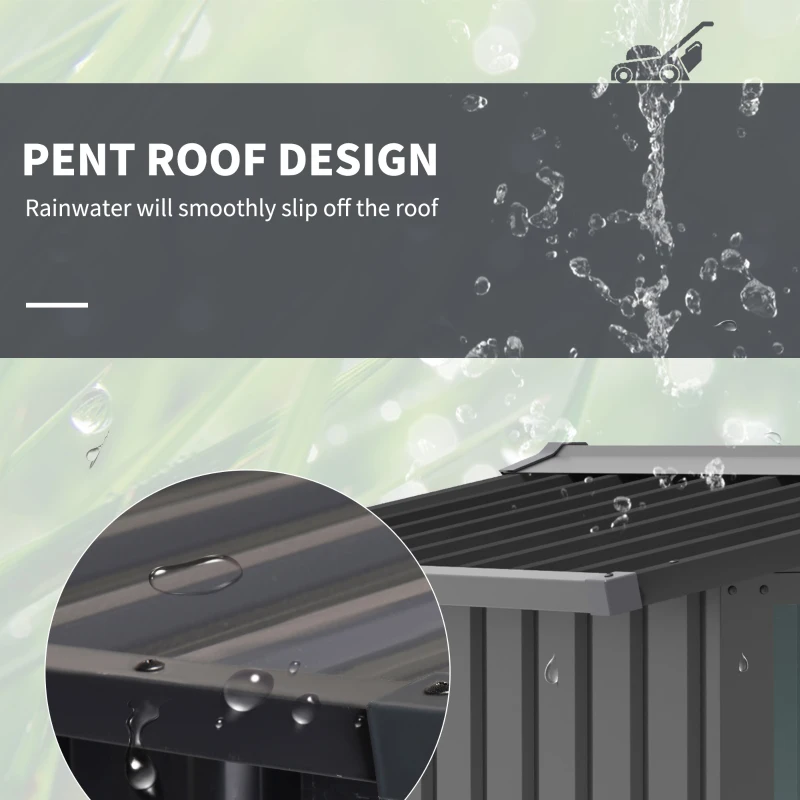 OUTSUNNY Automatic Lawn Mower Shed with Pointed Roof, Outdoor Storage, Steel, 88cm x 87cm