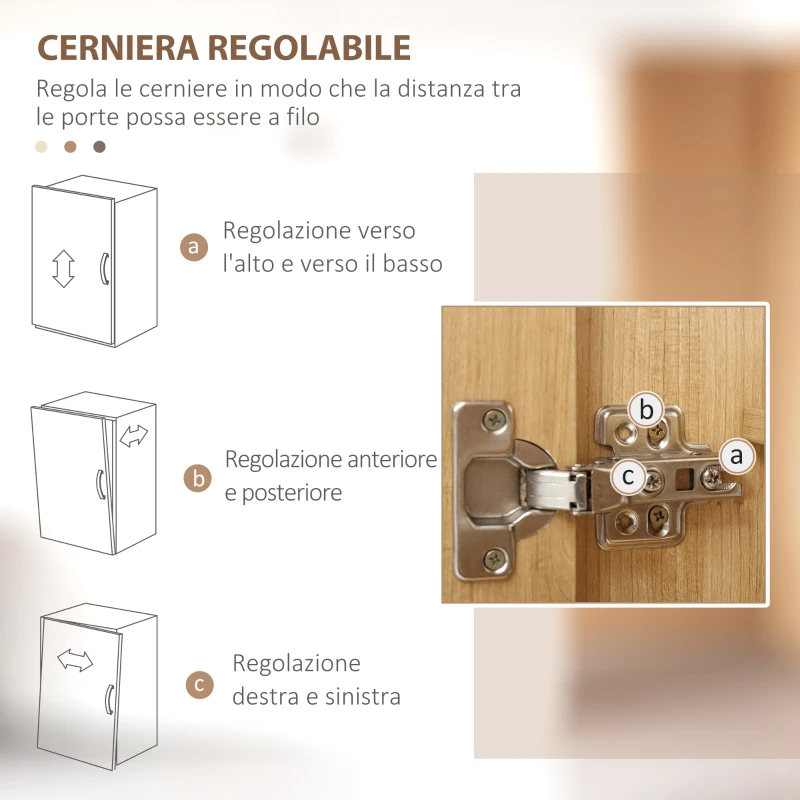 HOMCOM Mobile Cucina Moderno in Truciolato e Legno di Pino con Cassetti e Ripiani Regolabili, 90x40x180 cm