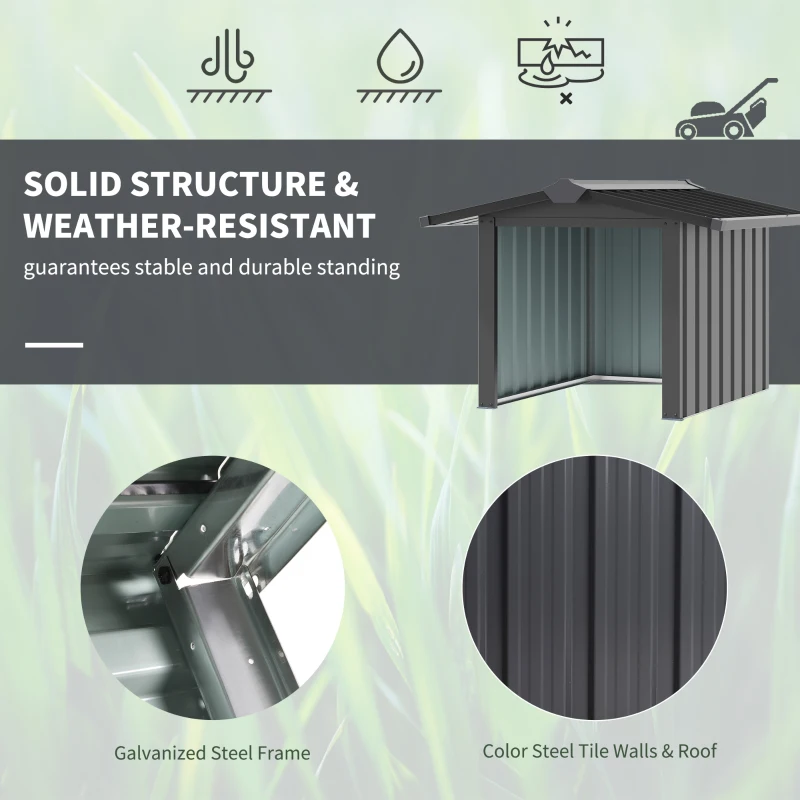 OUTSUNNY Automatic Lawn Mower Shed with Pointed Roof, Outdoor Storage, Steel, 88cm x 87cm