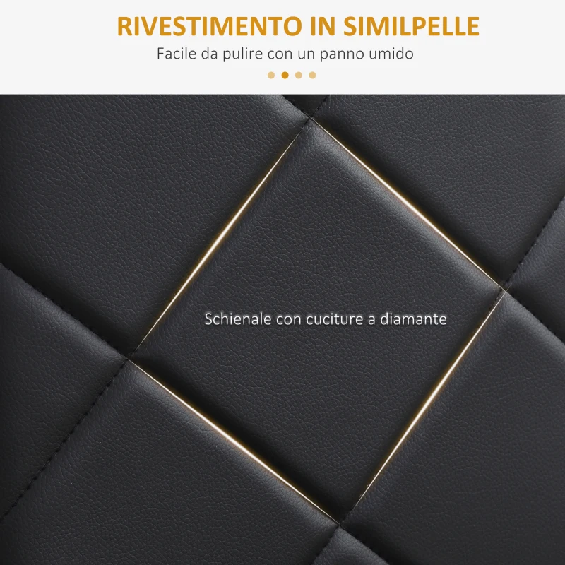 HOMCOM Set di 4 Sedie da Pranzo con Schienale Alto in Finta Pelle e Acciaio, 41x50x97cm, Nero