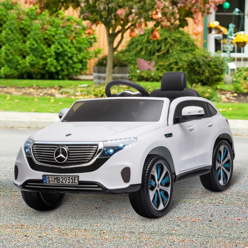 HOMCOM Voiture véhicule électrique Enfants 12 V - V. Max. 5 Km/h Effets sonores + Lumineux Mercedes EQC 400 4matic Blanc