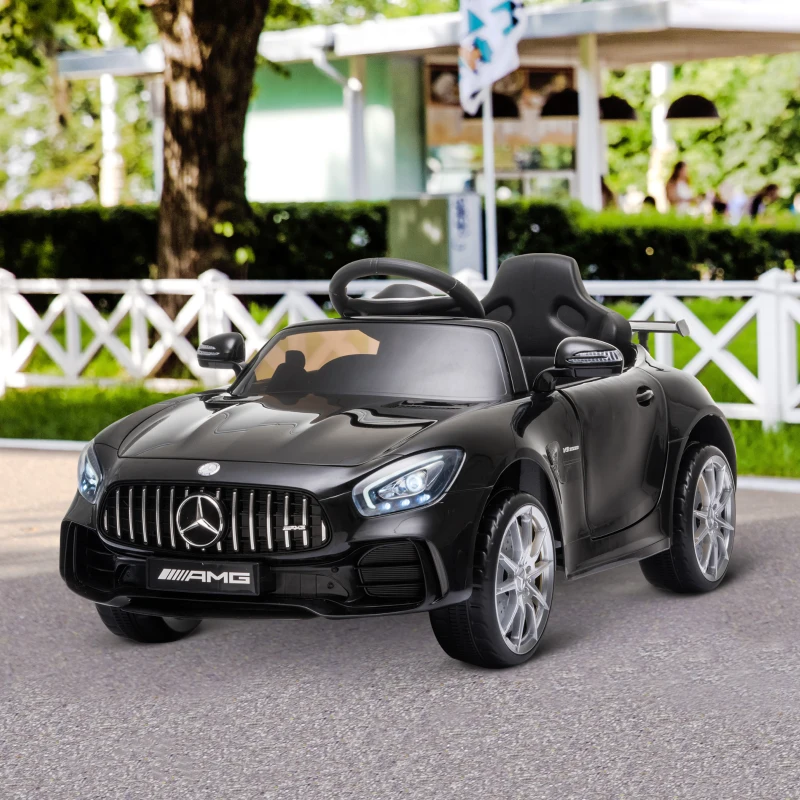 HOMCOM Voiture véhicule électrique Enfants 12 V - V. Max. 5 Km/h Effets sonores, Lumineux, télécommande Mercedes-AMG GT R Noir