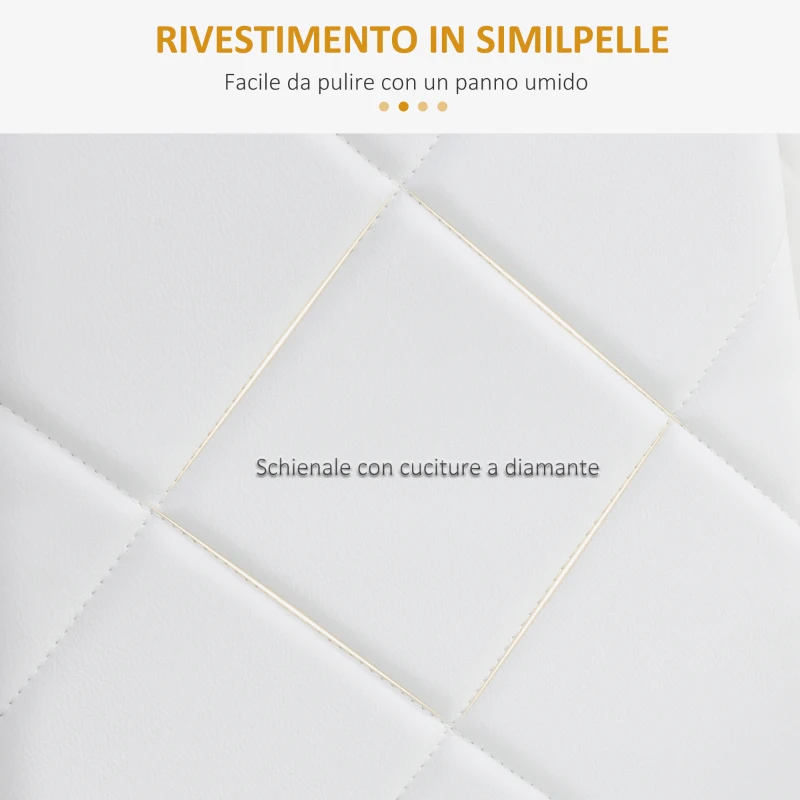 HOMCOM Set di 4 Sedie da Pranzo con Schienale Alto in Finta Pelle e Acciaio, 41x50x97cm, Bianco