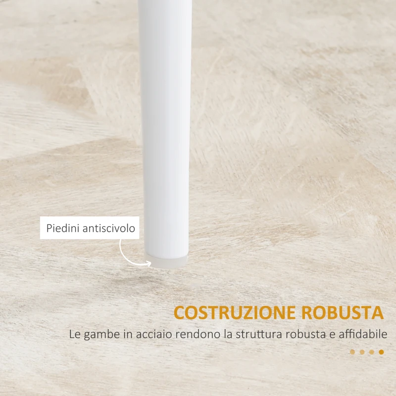 HOMCOM Set di 4 Sedie da Pranzo con Schienale Alto in Finta Pelle e Acciaio, 41x50x97cm, Bianco