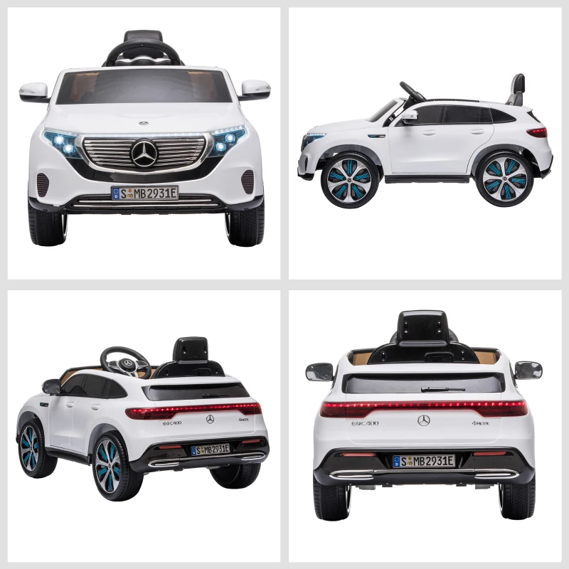 HOMCOM Voiture véhicule électrique Enfants 12 V - V. Max. 5 Km/h Effets sonores + Lumineux Mercedes EQC 400 4matic Blanc