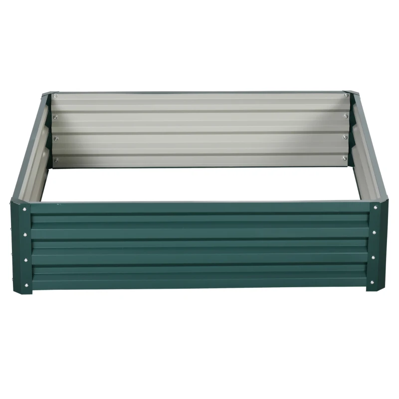 Outsunny Square Raised Garden Bed Box with Weatherized Steel Frame for Vegetables, Flowers, & Herbs, 120 x 120 x 30cm, Green