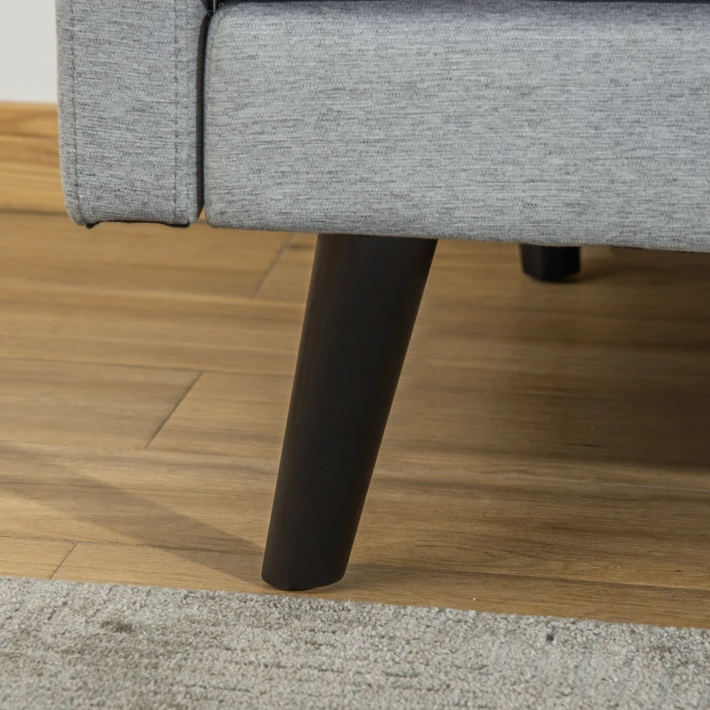 HOMCOM 3-Seater Sofa Bed Click-Clack Settee Recliner Couch with Wood Legs for Living Room, Grey