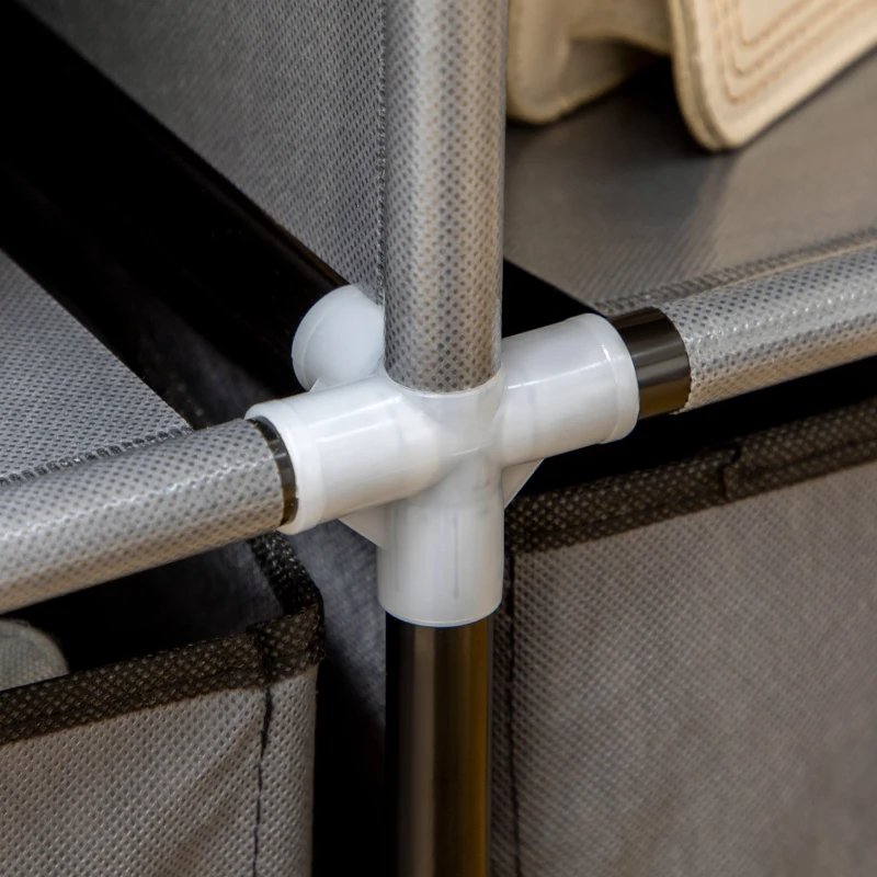 HOMCOM stoffen kledingkast, kledingkast met kledingrekken en laden, opvouwbare kledingkast met ritssluiting, opvouwbare kledingkast voor slaapkamer, niet-geweven stof, donkergrijs, 125 x 43 x 162,5 cm(m-8)