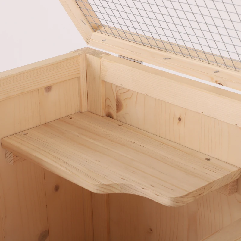 PawHut PawHut Jaula de Madera para Hámster Ratones Animales Pequeños y Roedores Tipo Casa Conejera con Techo Abatible 5 Pisos 10 Plataformas y 3 Escaleras 60x40x120 cm