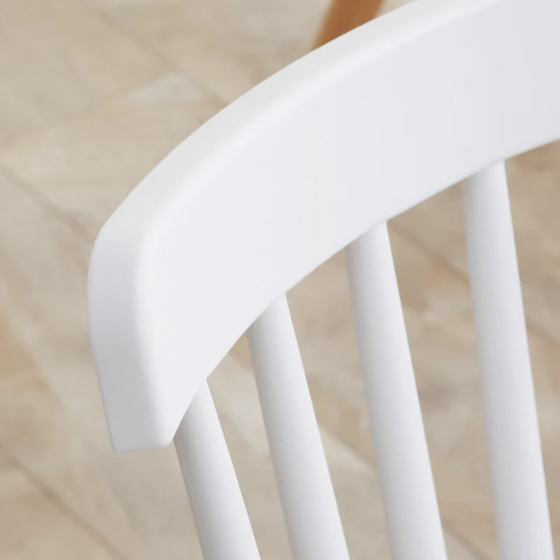 HOMCOM Conjunto de 4 Cadeiras Estilo Nórdico com Encosto Alto e Pés de Madeira de Faia 48x52,5x83cm Branco e Madeira