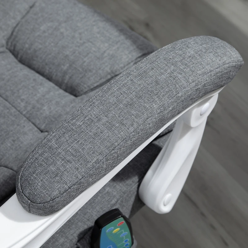 Vinsetto Heated 6 Points Vibration Massage Executive Office Chair Adjustable Swivel Ergonomic High Back Desk Chair Recliner with Footrest Grey(m-12)