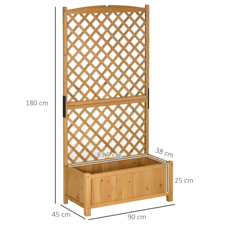 Outsunny Fioriera da Esterno in Legno d'Abete con Design Verticale Rialzato, 90x45x180 cm, Giallo