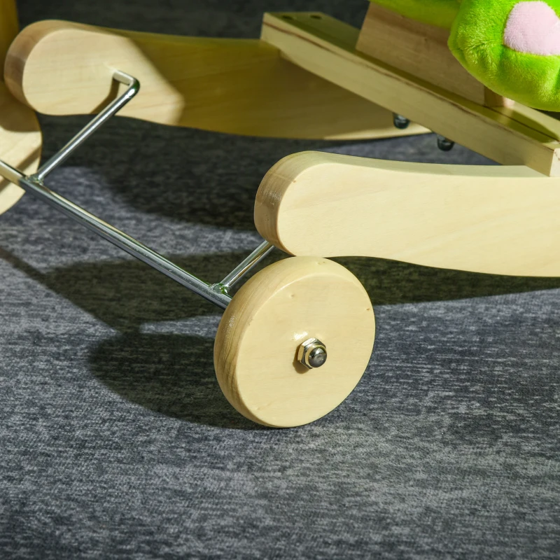 HOMCOM Cheval à Bascule Jouet à Bascule Dinosaure et Porteur sur roulettes 2 en 1 Fonction Musicale 32 Pistes Ceinture sécurité Vert