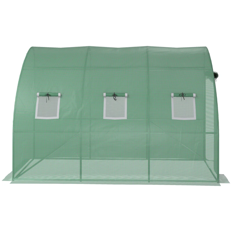 Outsunny Szklarnia Przylegająca, odporna na warunki atmosferyczne, zamykane drzwi, 300 cm x 150 cm x 197 cm, Folio, Zielony