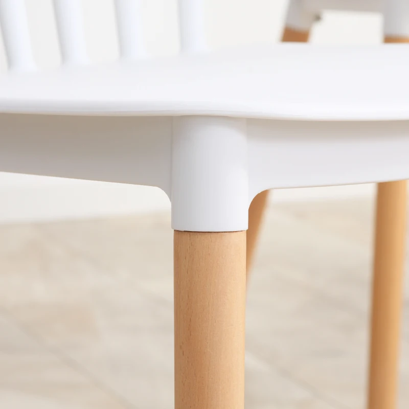 HOMCOM Conjunto de 4 Cadeiras Estilo Nórdico com Encosto Alto e Pés de Madeira de Faia 48x52,5x83cm Branco e Madeira