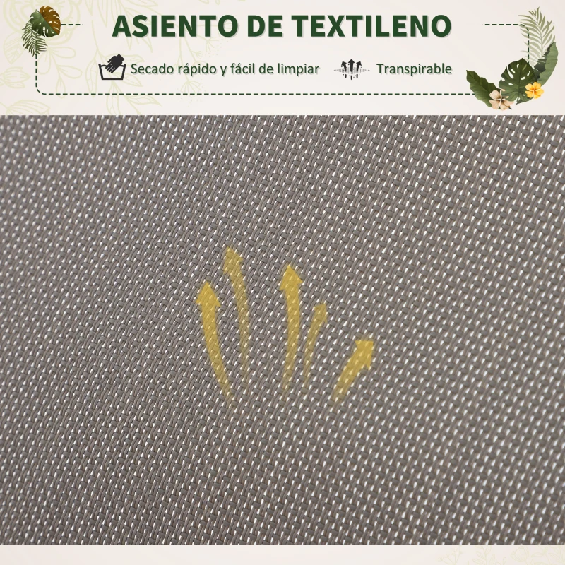 Outsunny Tumbona Mecedora de Jardín con Reposacabezas Extraíble y Tela de Texteline para Aire Libre 154x80x84 cm Gris