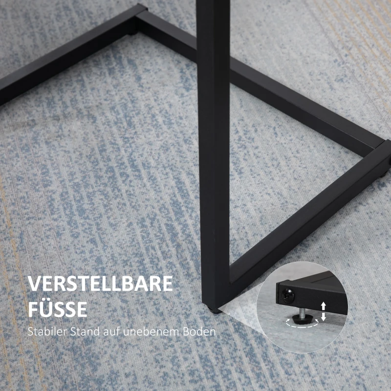 HOMCOM settafel, bijzettafel, set van 3 stuks, industrieel ontwerp, stalen frame, bruin+zwart, 45 x 30 x 60 cm