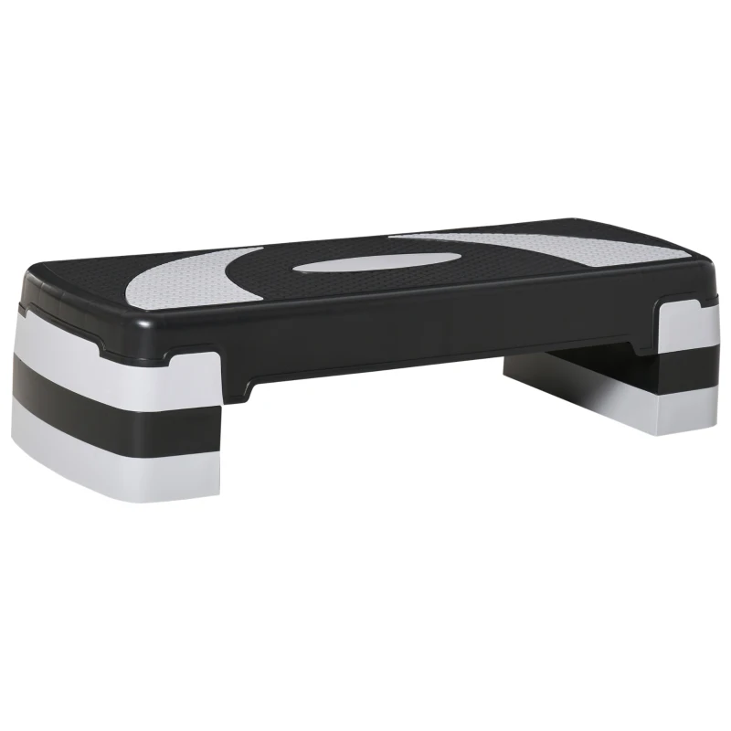 HOMCOM Stepper pentru aerobica reglabil in inaltime 10-15-20 cm, anti-alunecare, Negru si Gri
