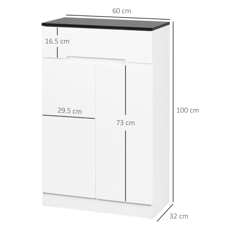 Homcom Dulap Pantofi Slim 60×32×100 cm – 12 Perechi, Rafturi & Sertar(m-3)