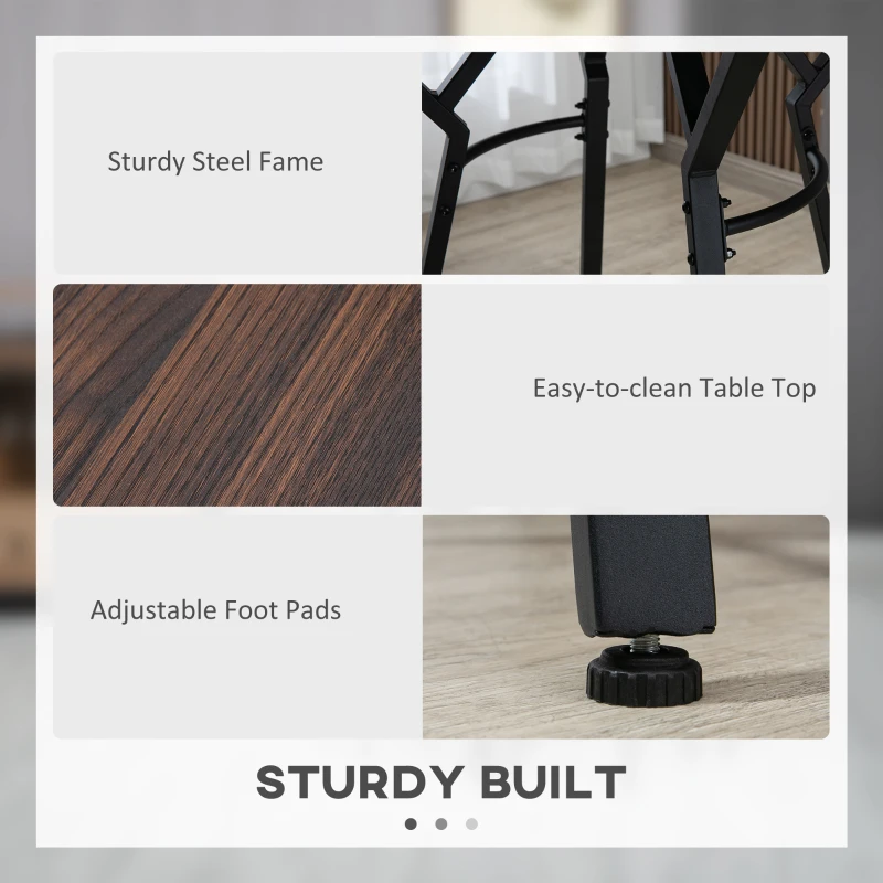 HOMCOM Set de masa cu 4 scaune, in Stil Industrial pentru Bucatarie si Bar, Set din Lemn si Otel, Culoare nuc