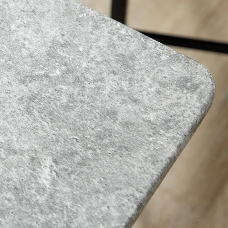 HOMCOM Set masa si scaune 5 buc, masa dreptunghiulara din metal si MDF si 4 scaune de sufragerie cu scaun tapitat cu spuma si poliester