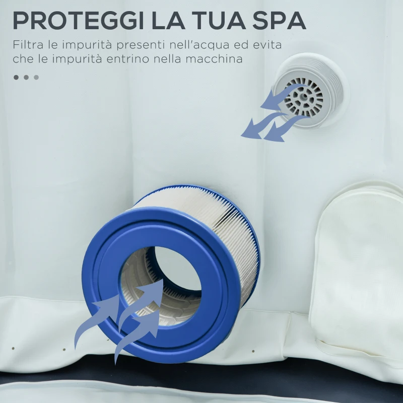 Outsunny Set 6 Filtri per Piscine e Spa Gonfiabili in Tessuto non Tessuto, Ø10.5x8cm, Blu e Bianco