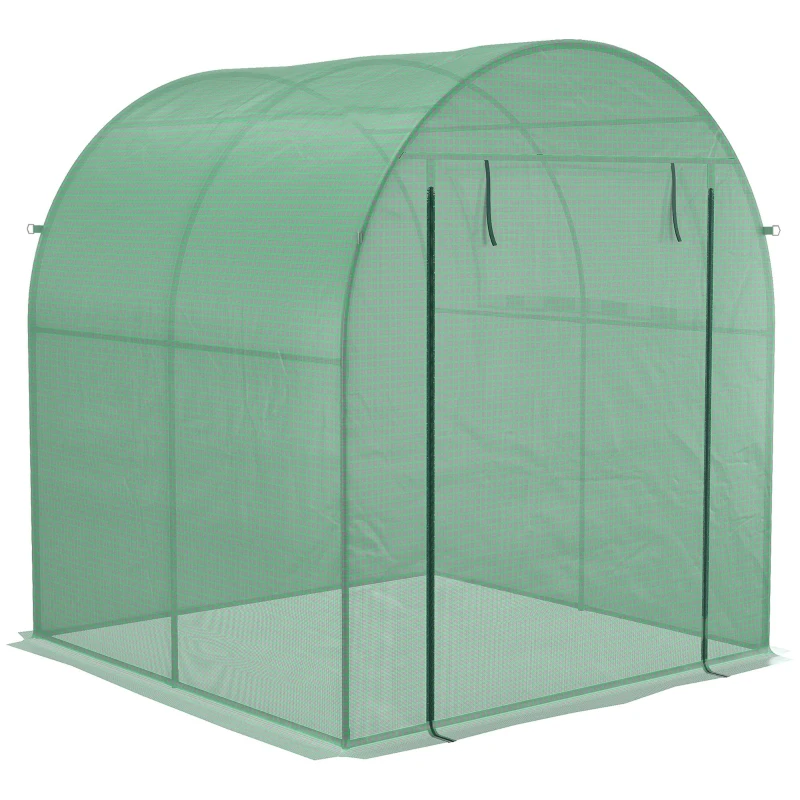 Outsunny Sera de gradina tip tunel cu ferestre si usi rulante, sera pentru plante cu invelis din PE, verde, 180x180x200cm