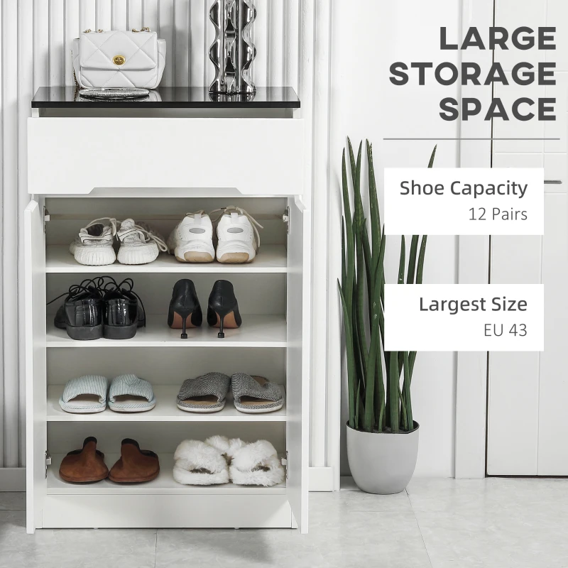 Homcom Dulap Pantofi Slim 60×32×100 cm – 12 Perechi, Rafturi & Sertar(m-4)