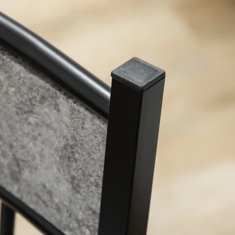 HOMCOM Set masa si scaune 5 buc, masa dreptunghiulara din metal si MDF si 4 scaune de sufragerie cu scaun tapitat cu spuma si poliester